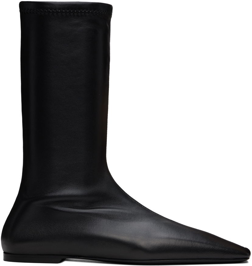 Tøj TOTEME TOTEME 'The Sock' Stretch Leather Boots Sort | 244-WAS0160-LE0089