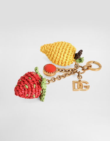 Nøgleringe Dolce & Gabbana Dolce & Gabbana Fruit Shaped Metal and Raffia Keychain Flerfarvet | BI3410AK3748J901, 2