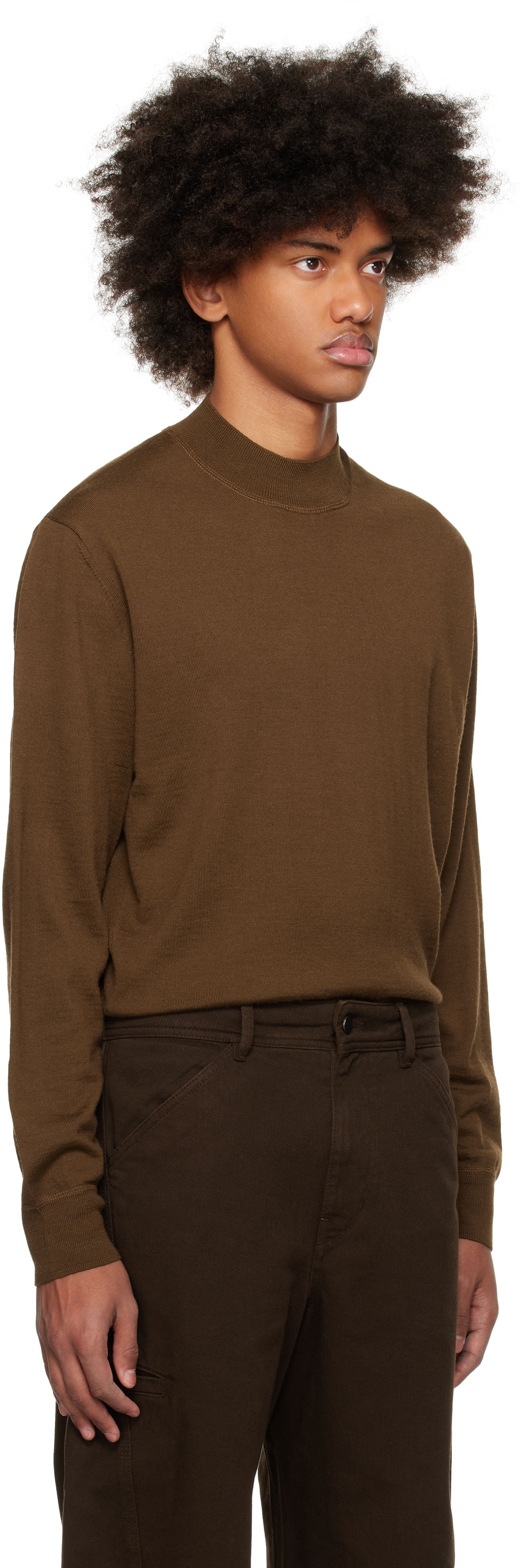 Sweater LEMAIRE Mock Neck Sweater Brun | TO1321 LK087, 1