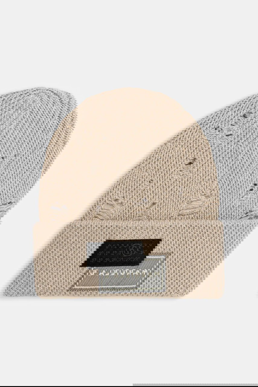 Beanie Maison Margiela MM6 Maison Margiela Distressed Knit Beanie Beige | SH0TB0001.M13138.806M, 0