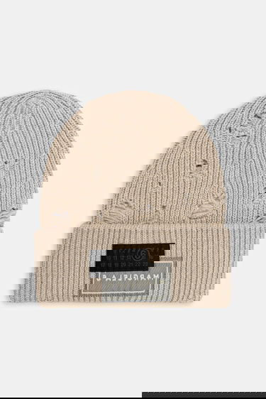 Beanie Maison Margiela MM6 Maison Margiela Distressed Knit Beanie Beige | SH0TB0001.M13138.806M, 0