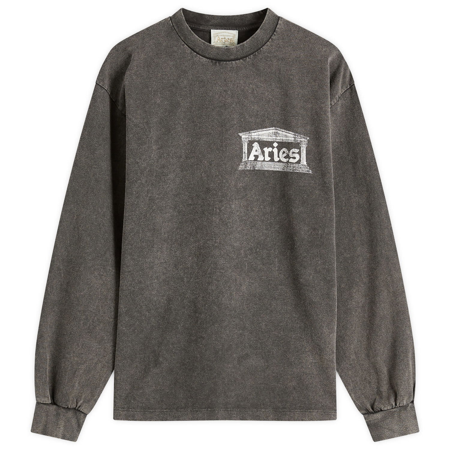 T-shirt Aries Aged Ancient Temple Graphic Long Sleeve T-Shirt, Size Large Grå | AR60141-BLK, 1