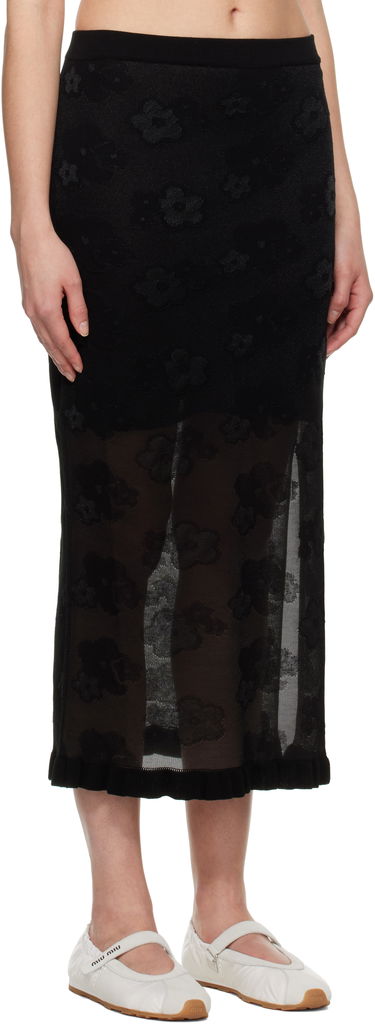 Nederdel Cecilie Bahnsen Cecilie Bahnsen Pegonia Floral Midi Skirt Sort | 1.25KNI50006 PEGONIA SKIRT, 1