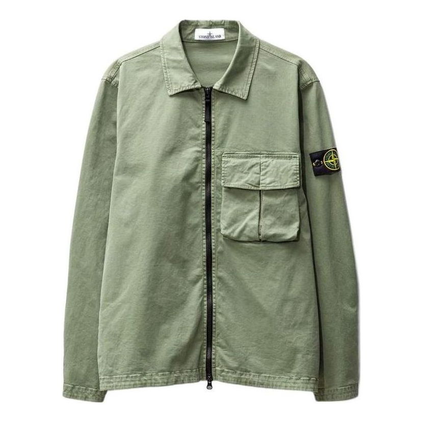 Skjorte Stone Island Compass-Patch Zipped Shirt Jacket Grøn | 781510304-V0155