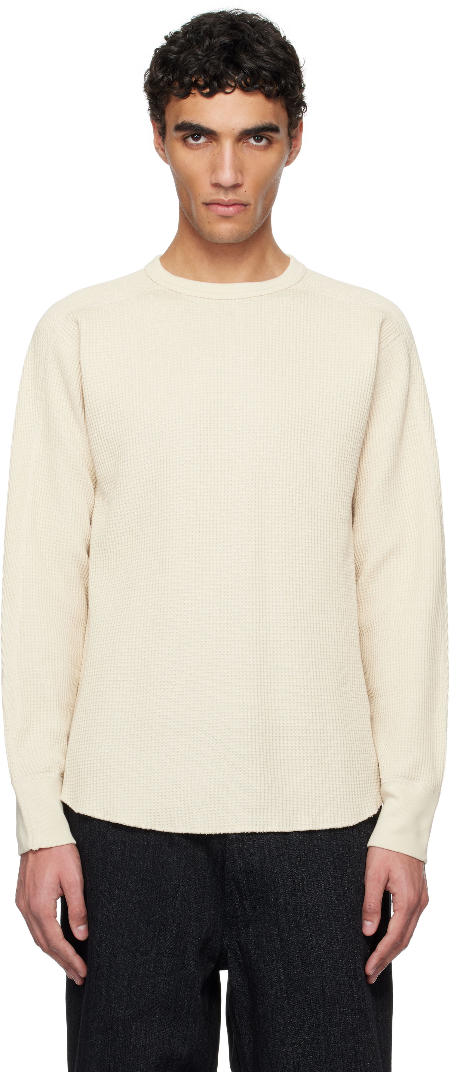 Sweater NANAMICA nanamica Crew Neck Thermal Sweat T-Shirt Beige | S25SH102U, 0