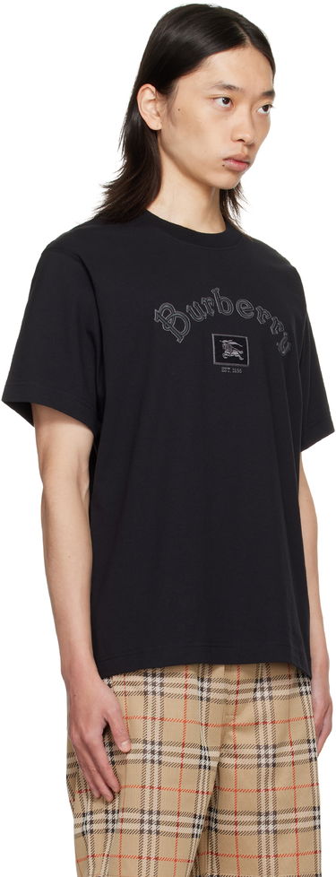 T-shirt Burberry Burberry Gothic Logo Cotton T-Shirt Sort | 8116061, 1
