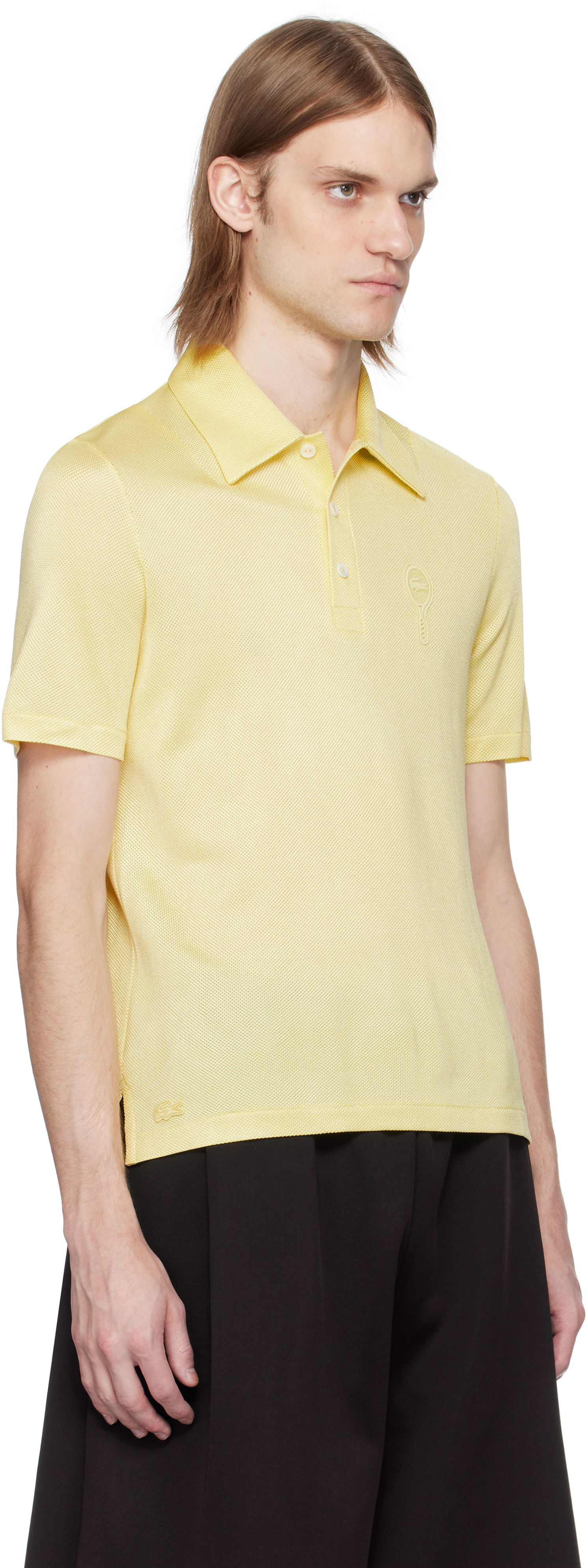 Polo skjorte Lacoste Lacoste Runway Regular Fit Satin Piqué Polo Gul | DH6801, 1