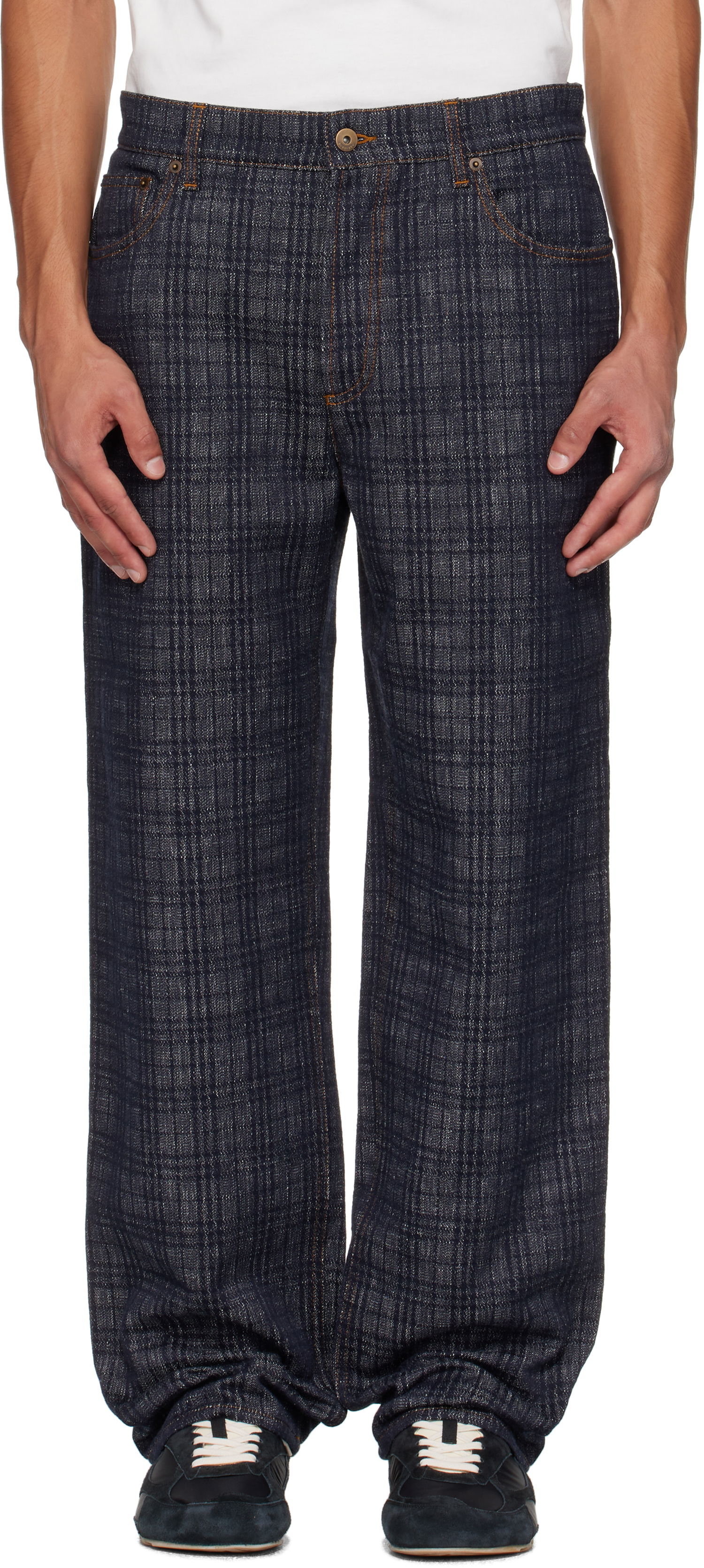 Jeans Burberry Burberry Loose Check Jeans Blå | 8110647, 0