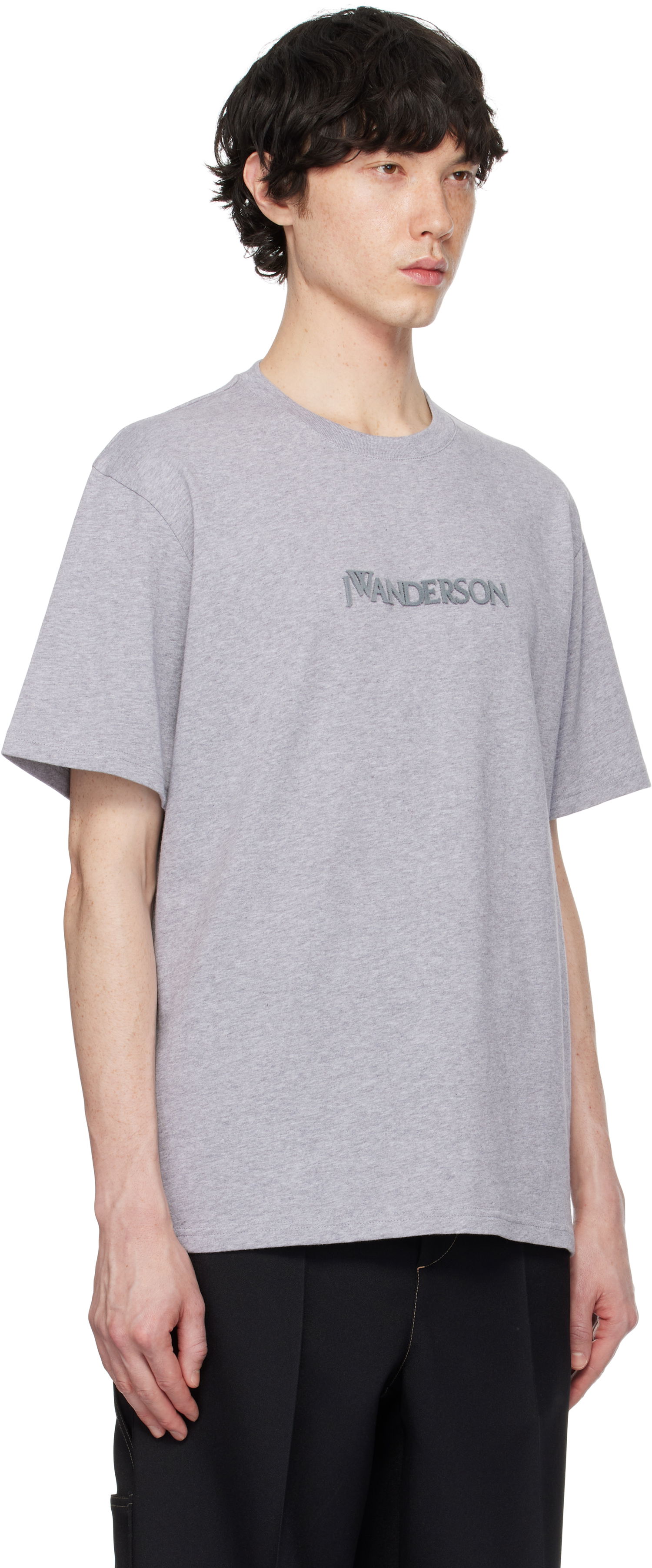 T-shirt JW Anderson JW Anderson Logo Embroidery T-Shirt Grå | JT0258-PG1510, 1