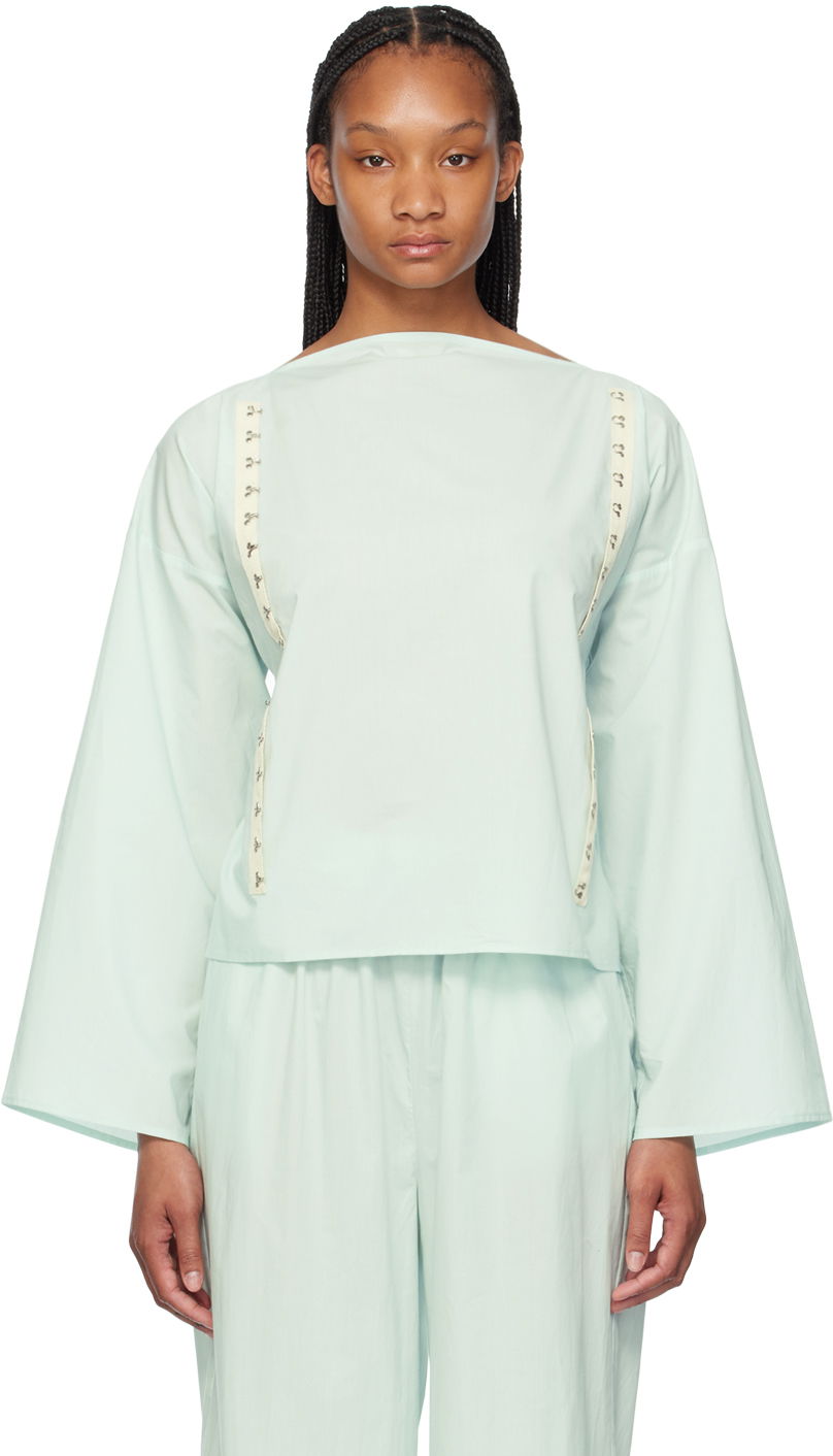 T-shirt Baserange Long Sleeve Blouse With Wide Neckline Grøn | TOVI-CO-SU24