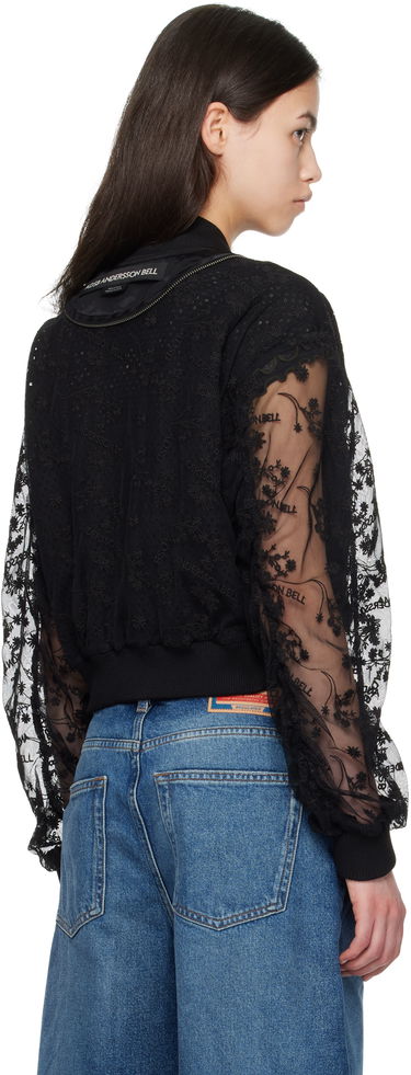 Bomberjakke Andersson Bell Andersson Bell Layered Logo Lace Short Bomber Jacket Sort | awa702w, 2