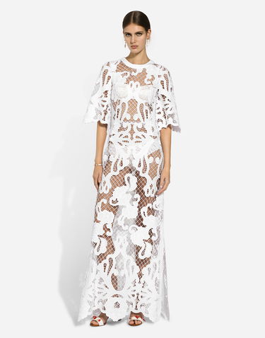Kjole Dolce & Gabbana Dolce & Gabbana Openwork Embroidered Long Dress Hvid | F6JKHZFG6AEW0800, 1