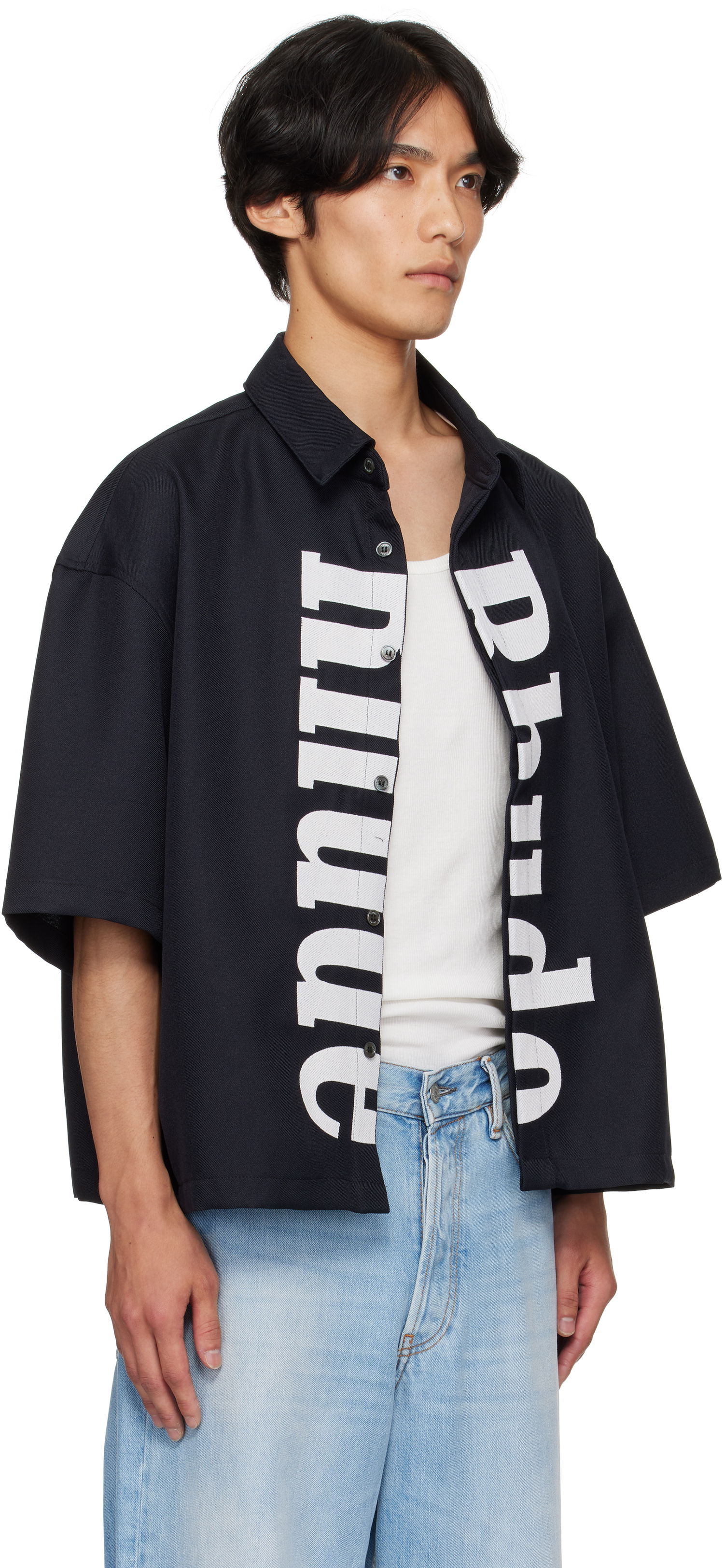 Skjorte Rhude Rhude Center Logo Button-Up Shirt Sort | RHPF25SR01731, 1