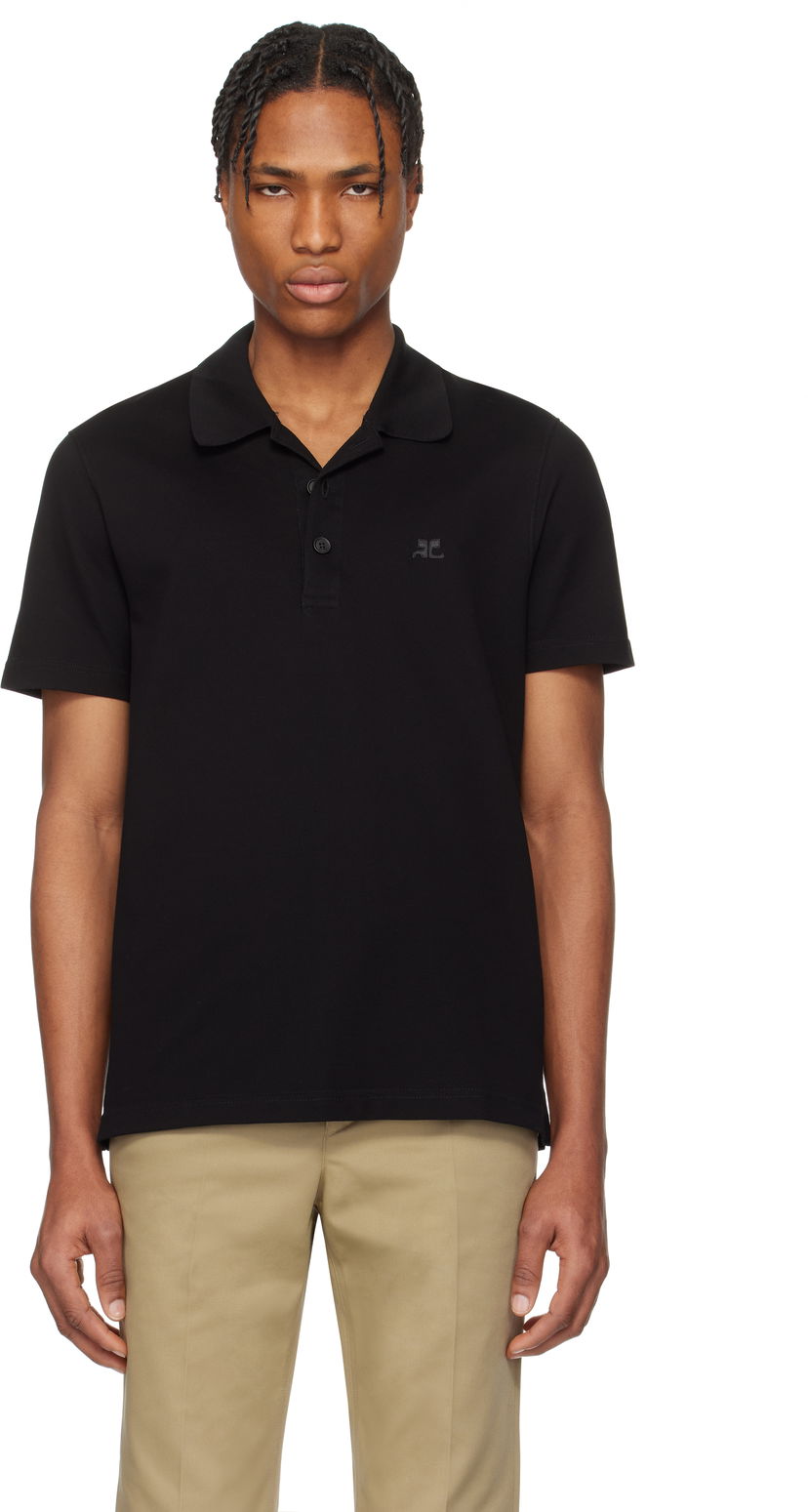 Polo skjorte Courrèges Courrèges 'AC' Piqué Polo Sort | 125JPO036JS0193