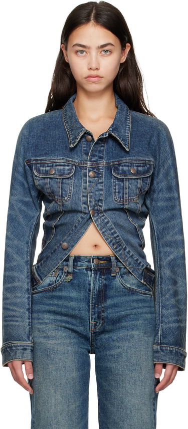Jakke R13 R13 Skinny Wrap Around Trucker Jacket Blå | R13WD195-D246A, 0