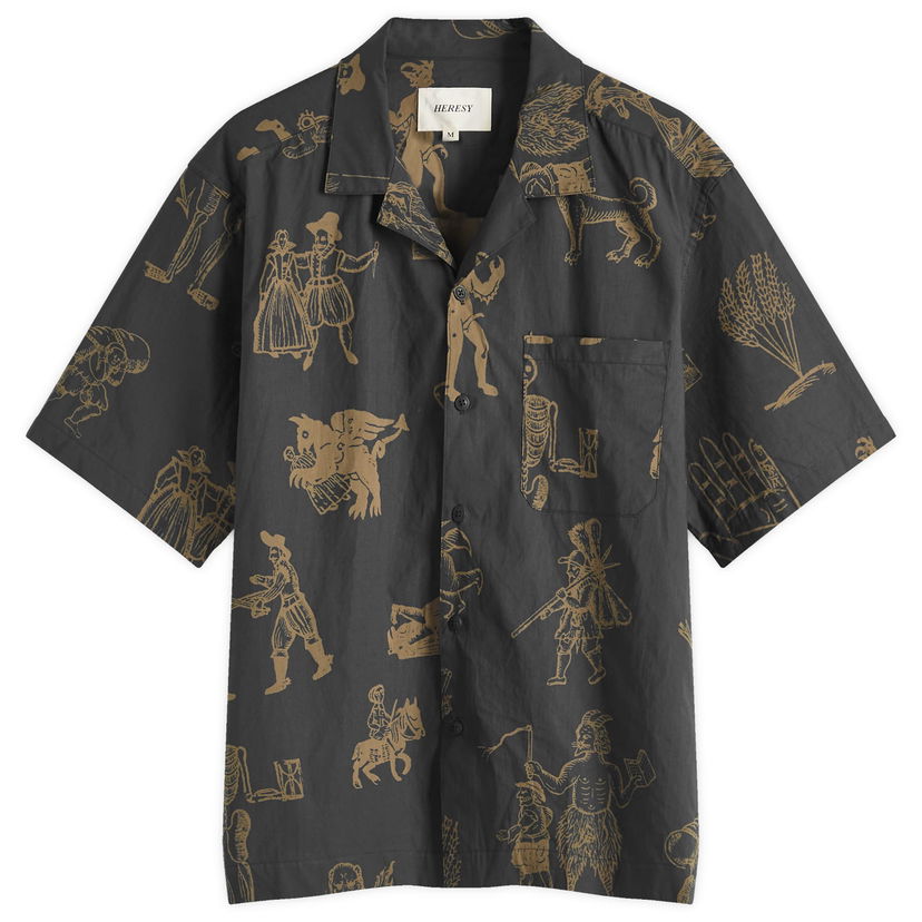 Skjorte Heresy Woodcut Print Shirt Sort | HSS25-CS02B