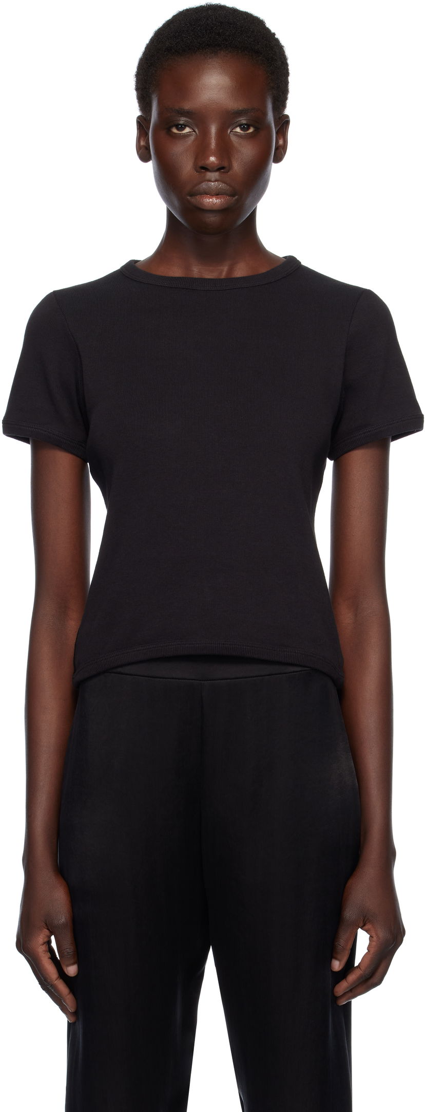 T-shirt The Row The Row Torya Fitted Ribbed T-Shirt Sort | 9062-K660