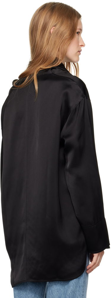 Skjorte TOTEME Funnel Neck Satin Blouse Sort | 244-WRT0371-FB0208, 2