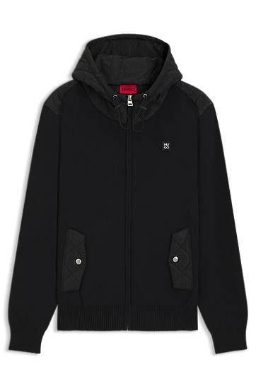 Jakke BOSS Regular-fit hooded jacket with quilted details Sort | 50547003, 0
