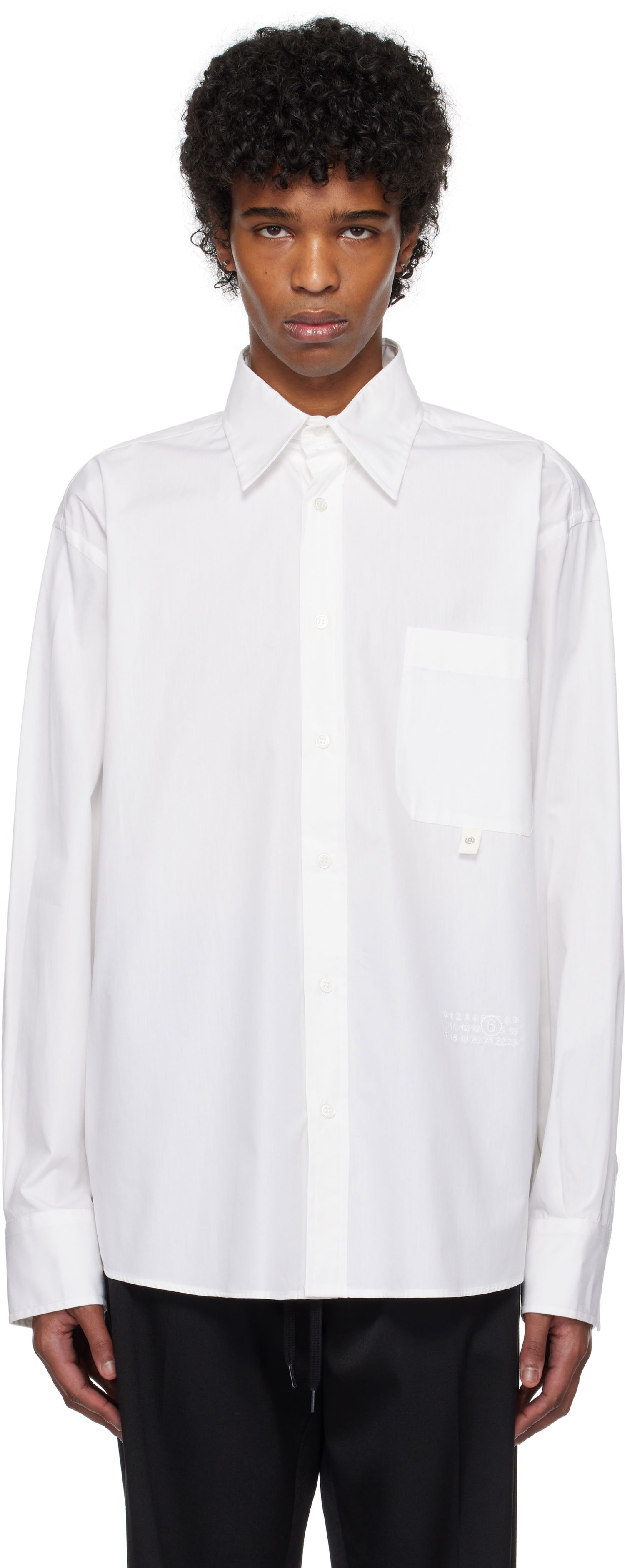 Skjorte Maison Margiela MM6 Maison Margiela Long-Sleeved Shirt Hvid | SH0DT0020 M35152, 0