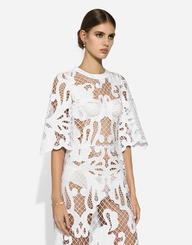 Kjole Dolce & Gabbana Dolce & Gabbana Openwork Embroidered Long Dress Hvid | F6JKHZFG6AEW0800, 3