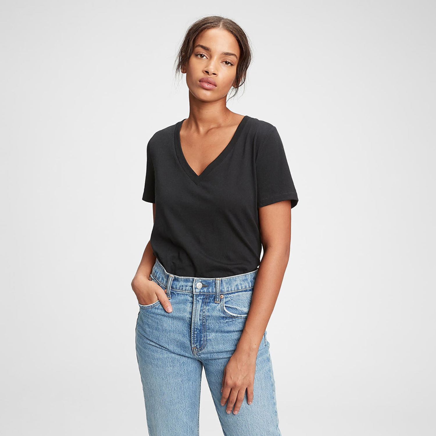 T-shirt GAP V-Neck Tee True Black V2 2 Sort | 740140-03, 0