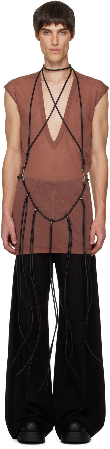 Tanktop Rick Owens Concordians Cord Fringed Tank Top Brun | RR02E1457 LBL, 0