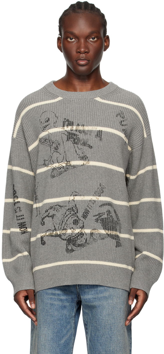 Sweater R13 R13 Striped Boyfriend Sweater Grå | R13MY231-Y148B, 0