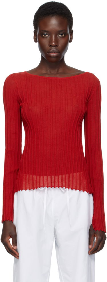 T-shirt Loulou de Saison Loulou de Saison Mabille Ribbed Knit Top Rød | MABILLE, 0