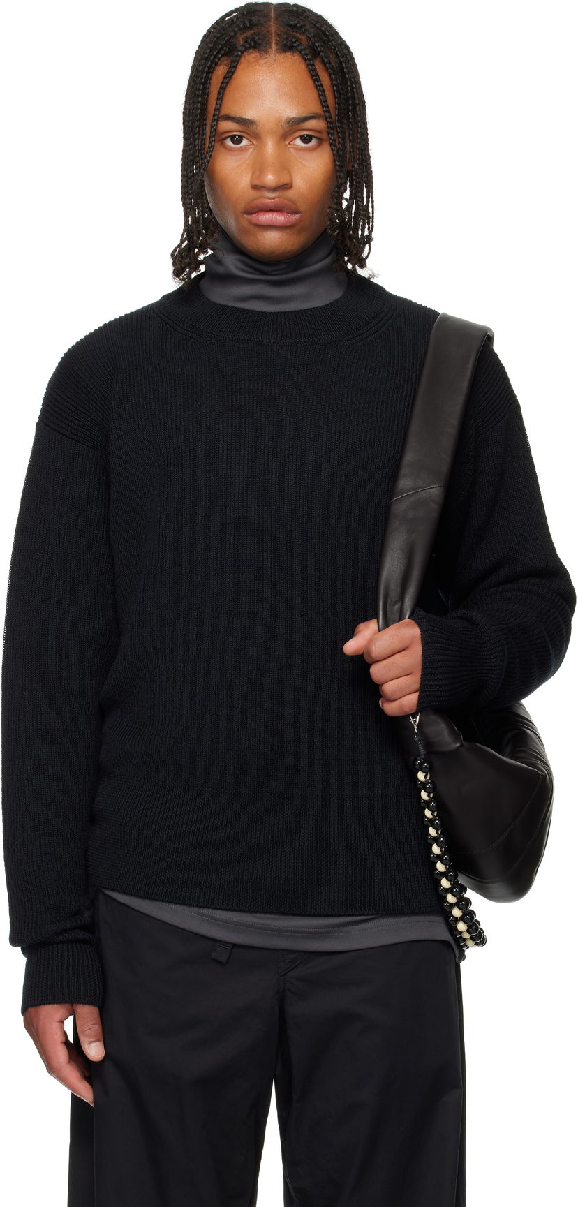 Sweater LEMAIRE LEMAIRE Boxy Round Neck Sweater Sort | TO1419 LK1042