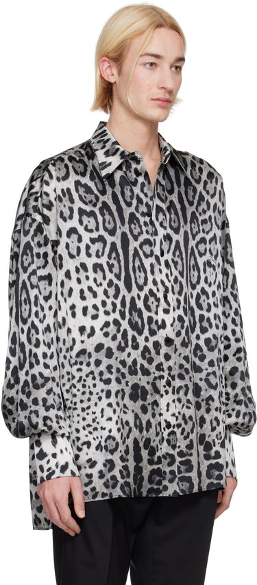 Skjorte Dolce & Gabbana Dolce&Gabbana Super-Oversize Leopard-Print Silk Shirt Hvid | G5MG0TIS1WT, 3