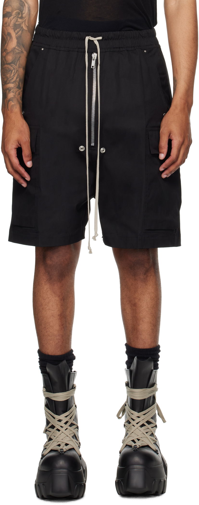 Shorts Rick Owens Rick Owens Concordians Cargobela Shorts Sort | RU02E1360 TE