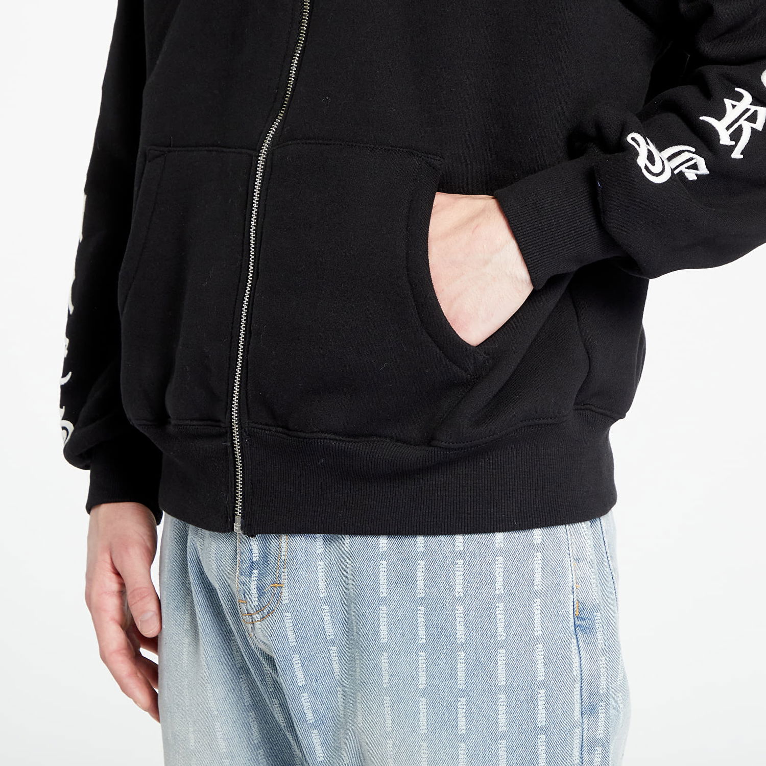 Sweatshirt Pleasures Oe Zip Up Hoodie Sort | P23W038 BLACK, 1