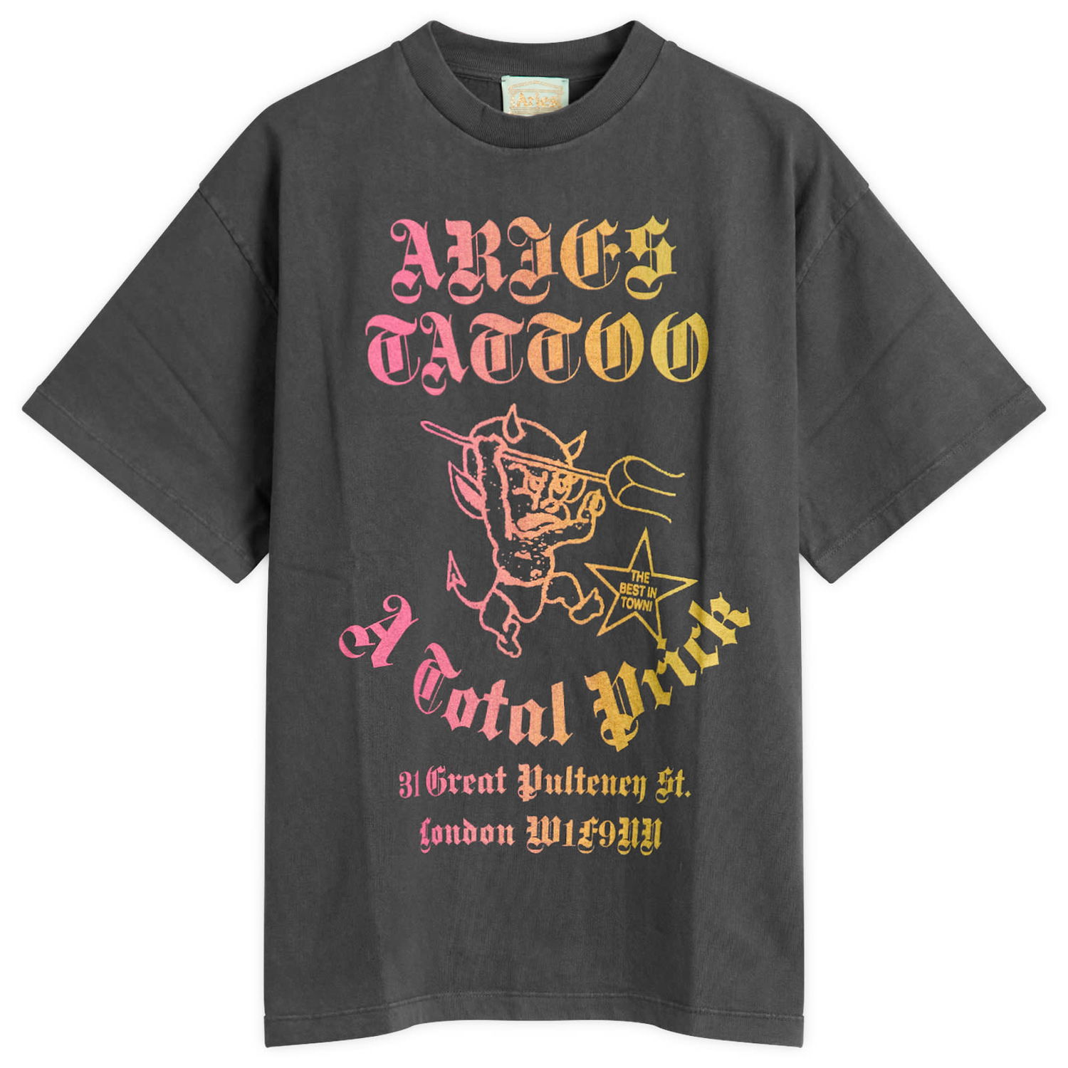T-shirt Aries Faded Tattoo Shop T-Shirt Grå | AR60013-BLK, 1