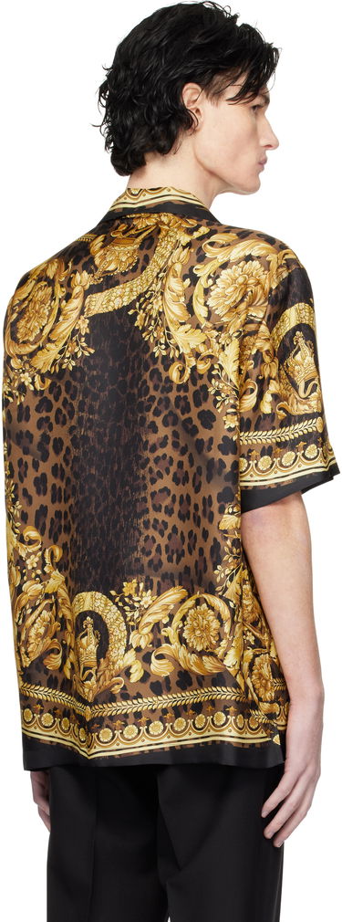 Skjorte Versace Black & Gold Wild Illusion Silk Shirt Sort | 1003926_1A11896, 2