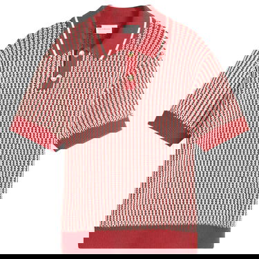 Polo skjorte Drôle de Monsieur Striped Knit Polo Shirt Rød | G-PO167-CO208-BR, 1