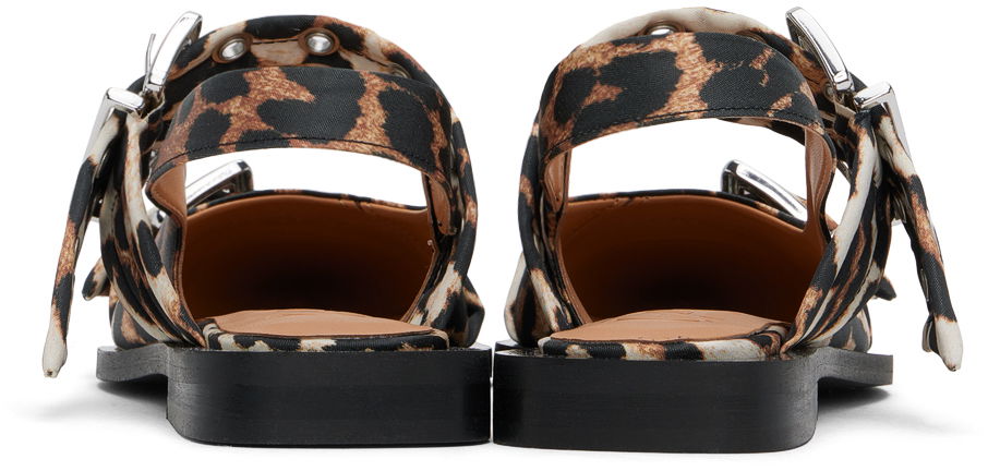 Tøj GANNI GANNI Leopard Satin Buckle Ballerina Flats Flerfarvet | S2947, 1