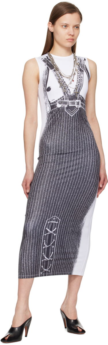 Kjole Jean Paul Gaultier Jean Paul Gaultier 'Trompe L'oeil' Print Sleeveless Maxi Dress Hvid | 24/25-F-RO174-J547-0100, 3