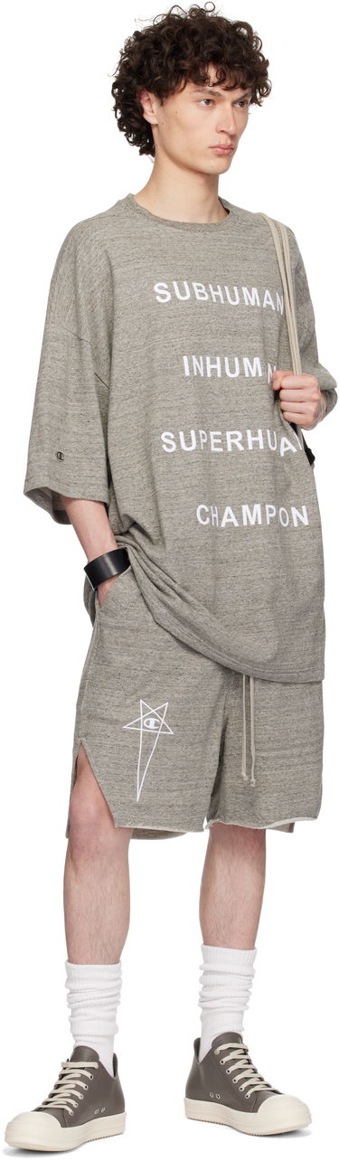T-shirt Rick Owens Rick Owens Champion Edition Tommy T-Shirt Grå | CM01E1674 CHMJ MELANGE JERSEY, 3