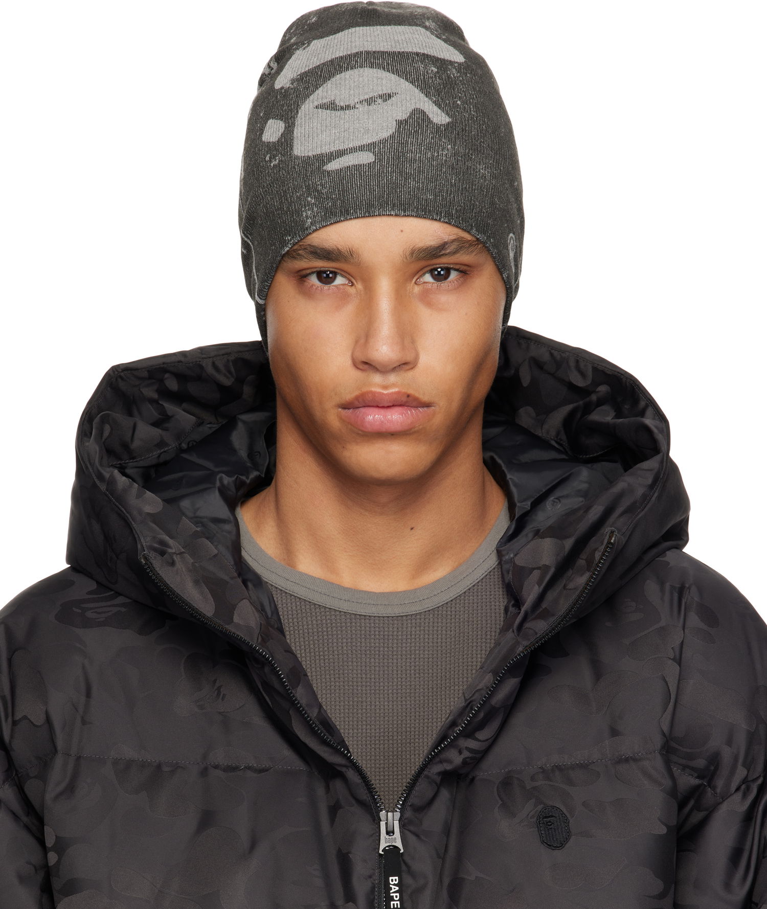 Beanie BAPE A Bathing Ape Ape Head Knit Beanie Grå | 001HTK801010M, 0