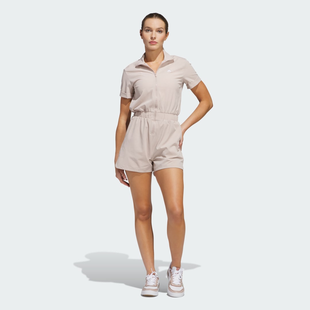 Jumpsuit adidas Performance Woven Short Sleeve Romper Beige | JE7299, 0