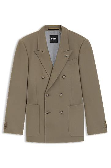 Jakke BOSS Relaxed-fit double-breasted blazer in stretch fabric Beige | 50551531, 0