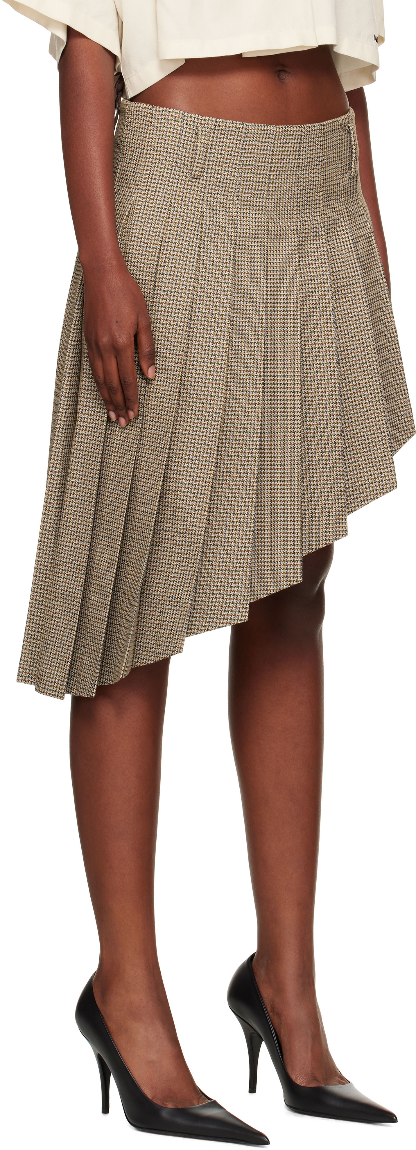 Nederdel We11done We11done Asymmetric Checked Midi Skirt Brun | WD-SK2-25-276-W-BG, 1