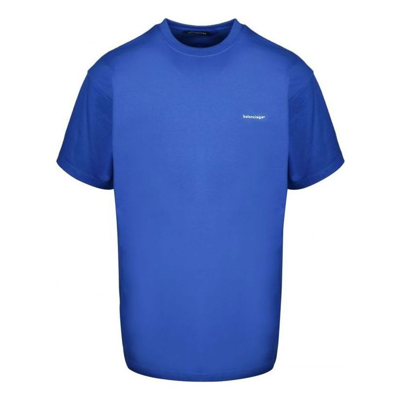 T-shirt Balenciaga Small Logo Print Cotton T-Shirt Blå | 556150TBV438077