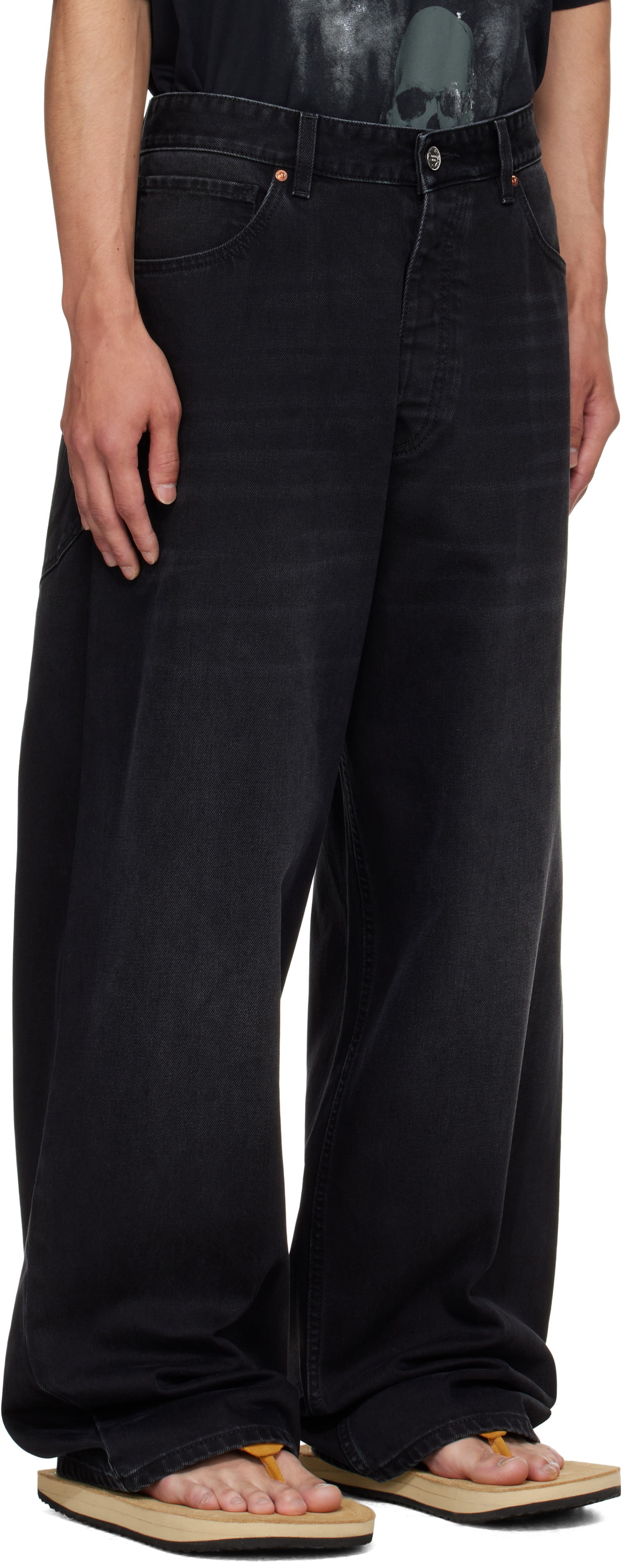 Jeans VETEMENTS Vetements Anarchy Reworked Wide-Leg Jeans Sort | UH76DP110B2, 1