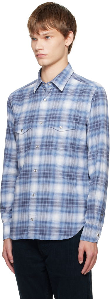 Skjorte Tom Ford TOM FORD Check Western Shirt Blå | HDS001-FMC243, 3