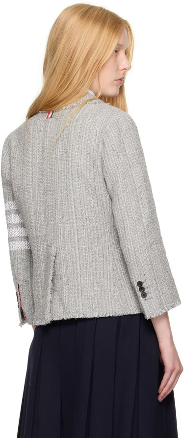 Jakke Thom Browne Thom Browne Tweed Fray 4-Bar Cropped Sack Blazer Grå | FBC788T-F0512, 2