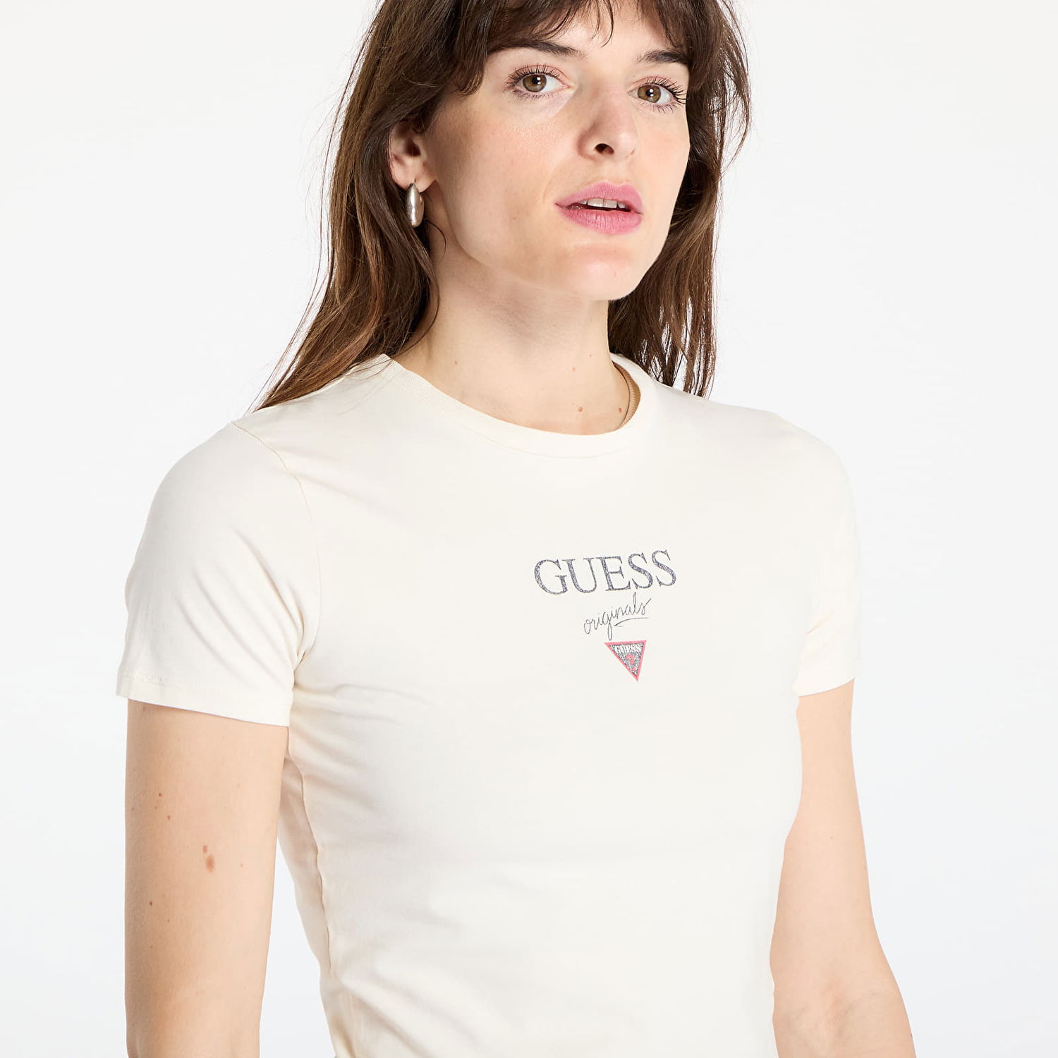Crop top GUESS GUESS Originals Cropped T-Shirt Beige | W5GI56J1314-G053, 1