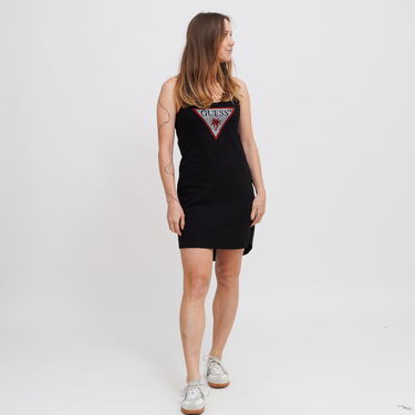 Kjole GUESS Guess Rhinestone Triangle Logo Tank Mini Dress Sort | E5GP01I3Z14-JBLK, 0