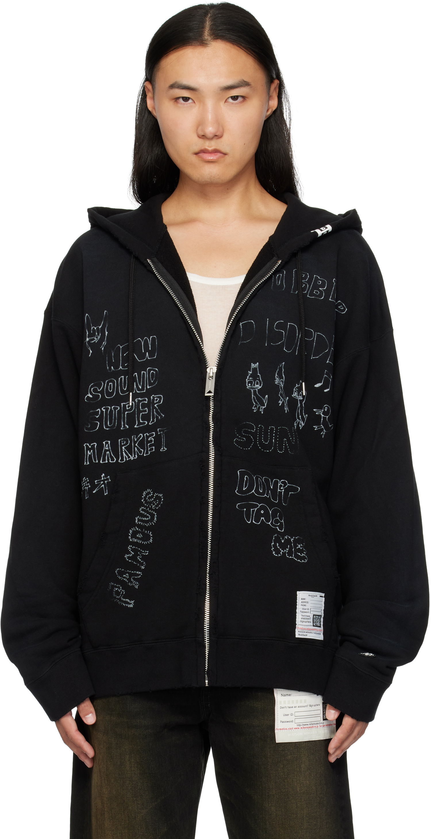 Sweatshirt Maison MIHARA YASUHIRO Drawstring Zip Hoodie Sort | J13PK721, 0